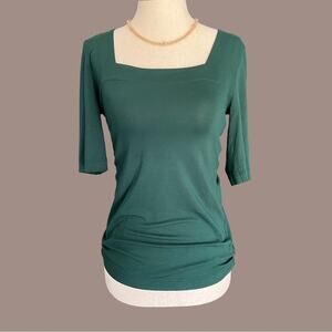 Akris Punto Green Square Neck Top 3/4 Sleeve Reformation Style – Size Small
